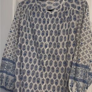 Lucky Brand Blue and White Floral Blouse